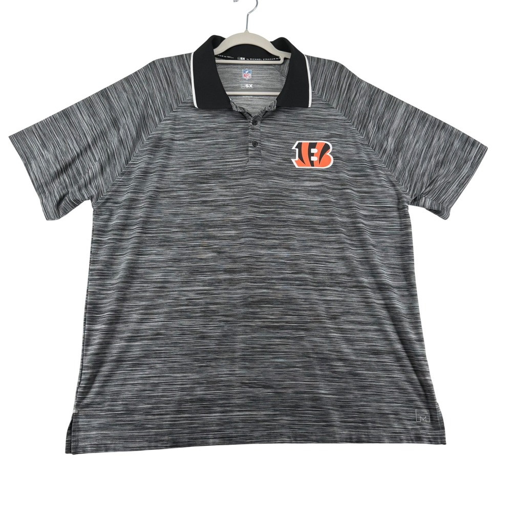 MSX by Michael Strahan NFL Cincinnati Bengals Polo Mens XXL Grey Space Dye